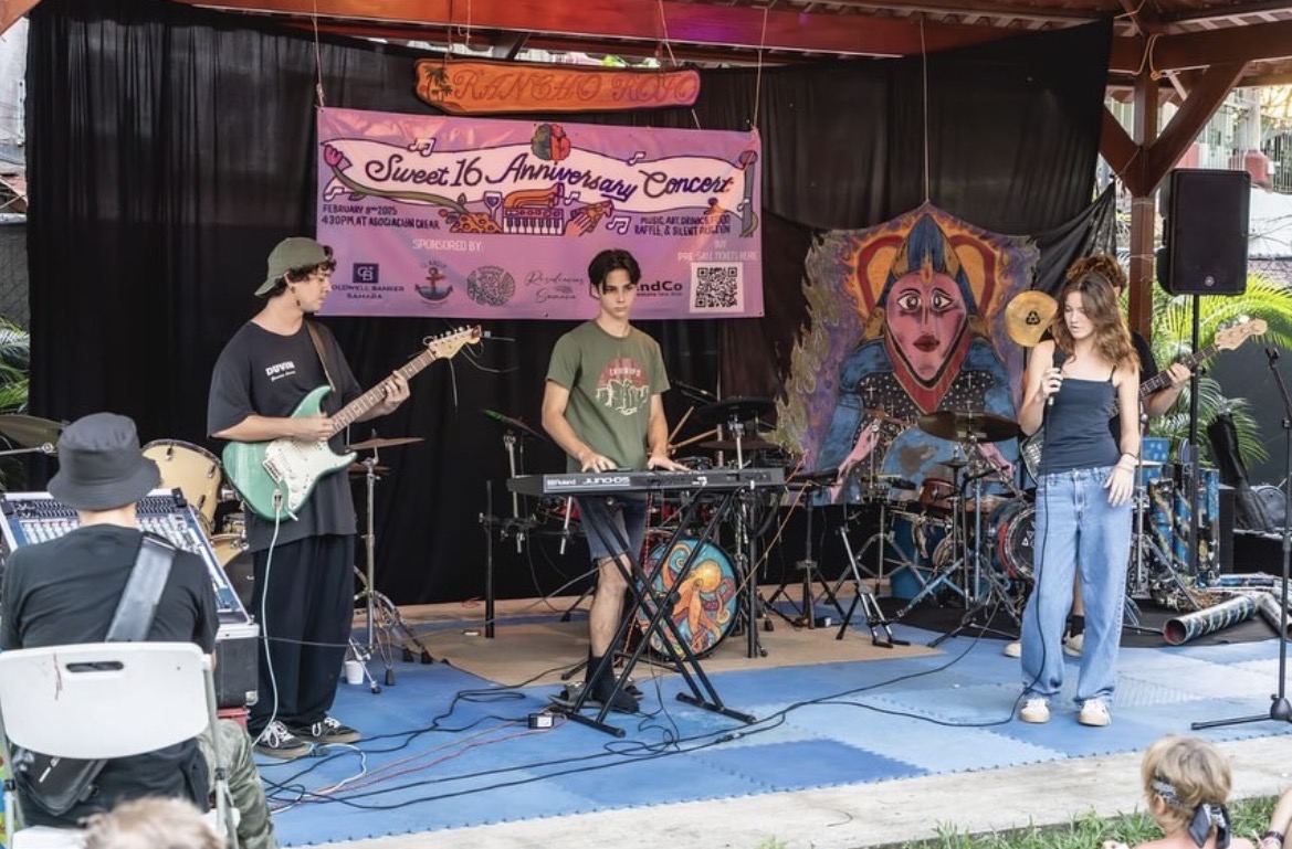 Student playing drums at Nosara Music Academy
